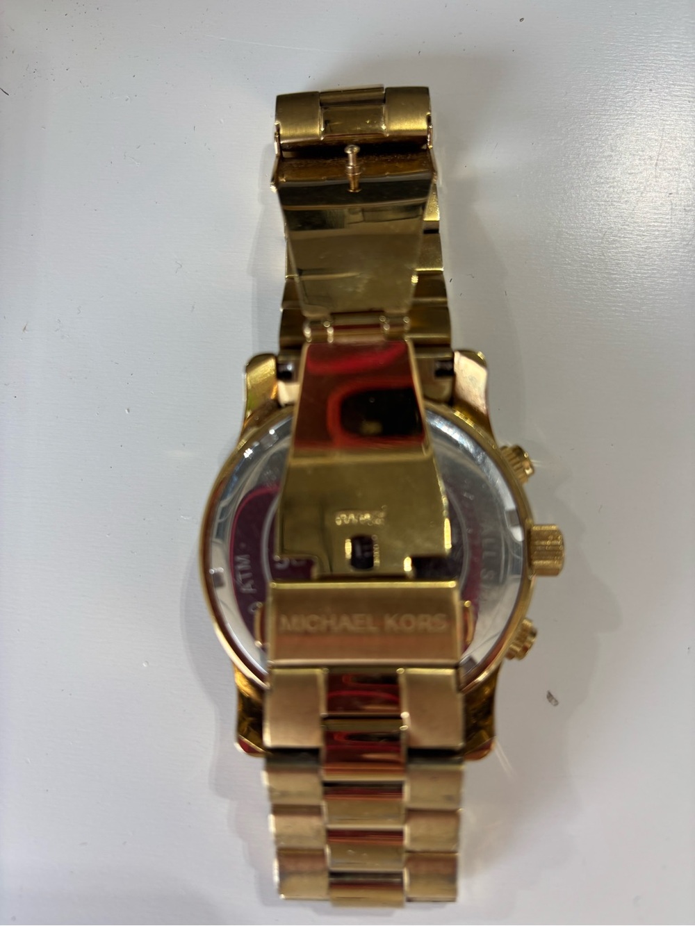 Michael Kors Gold-Tone Watch with Red Dial and Gold Accents - Picture 2 of 3
